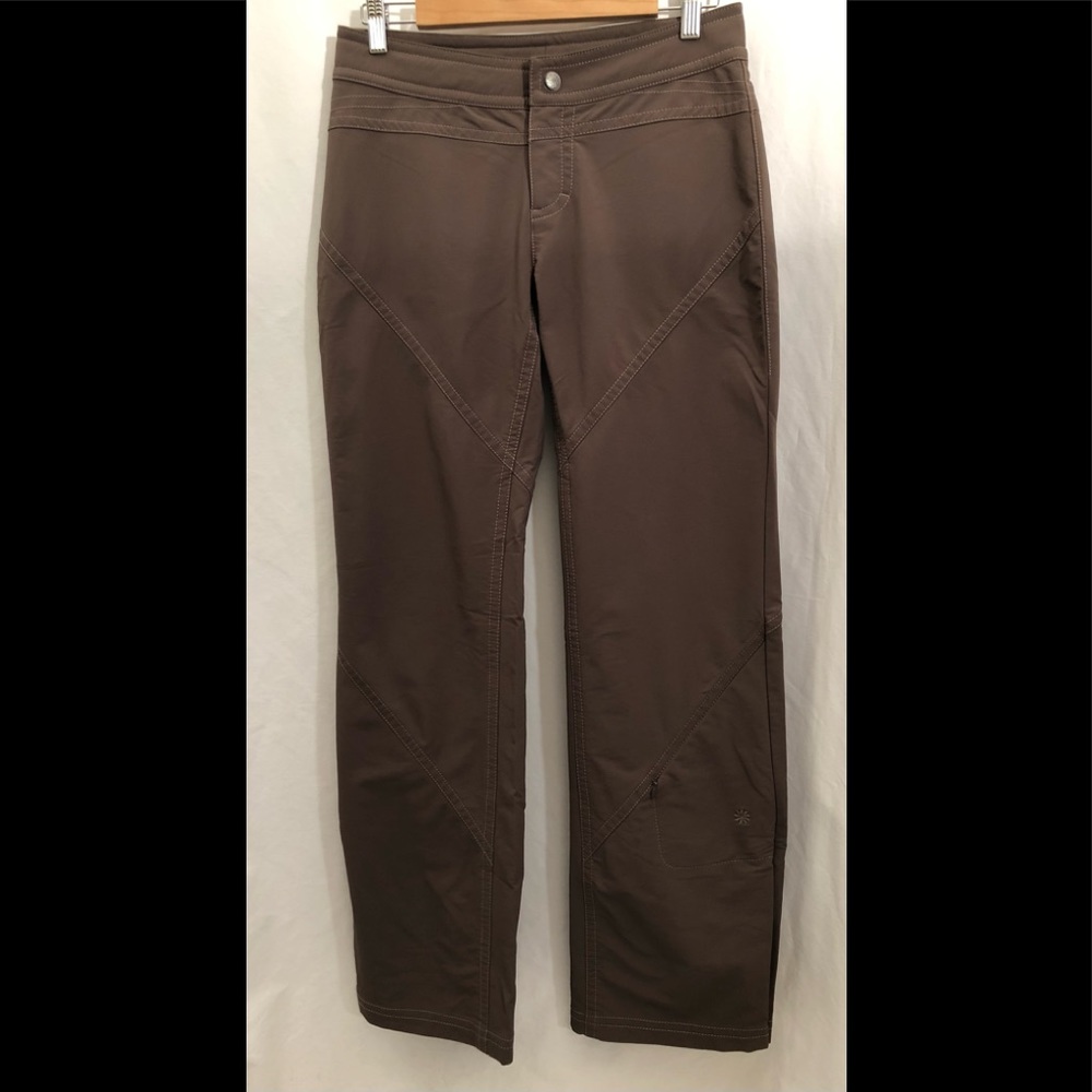 Athleta Brown Hiking Pants Womens Size 6 Leg Zip Pocket Back Pocket Zip Pockets